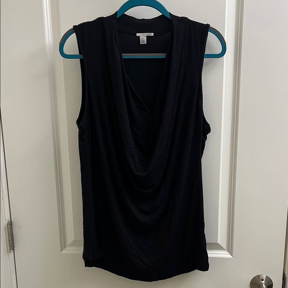 Halogen Black Draped Sleeveless Tank Top (XL Petite)
